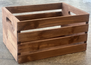 English Chestnut Apple Crate / 18” L x 12.5” W x 9 5/8” H