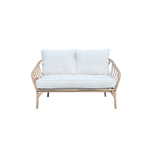 Rattan Loveseat, Vanilla Cushion