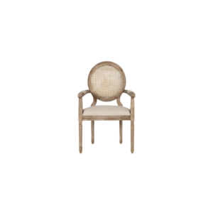 Cane Back Arm Chair, Upholstered