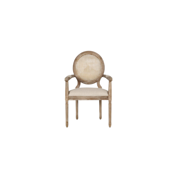 Cane Back Arm Chair, Upholstered