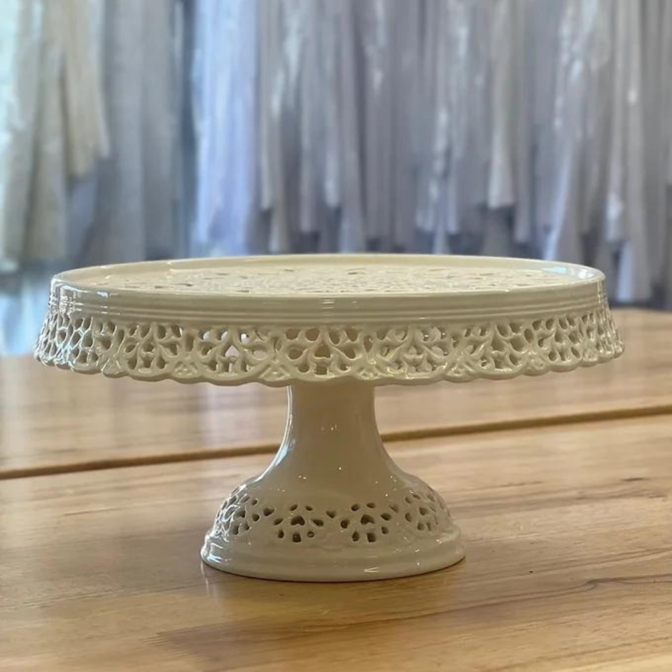 Vintage Ivory Lace Cake Plate