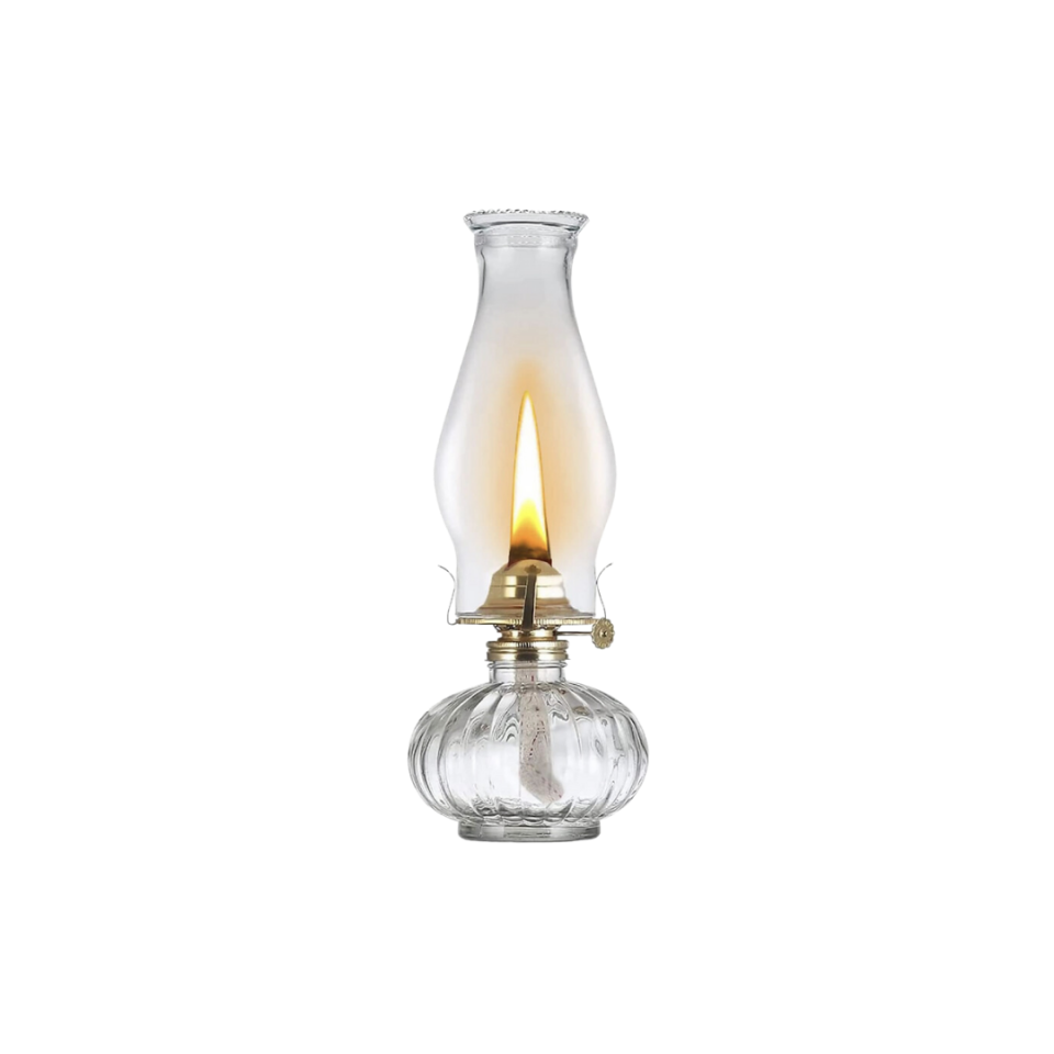 Vintage Kerosene Lamp / 12.68 in. H x 4.72 in. D / Lamp Oil Incl.