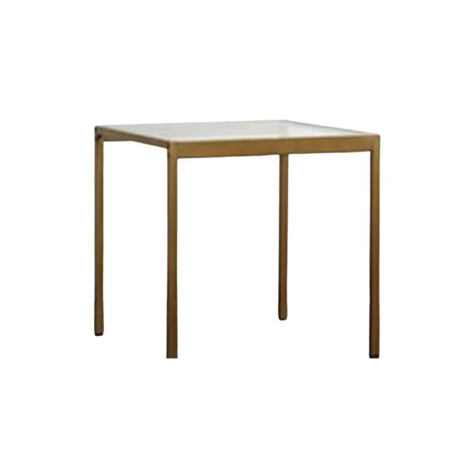 Gold Glass Top Cake Table, 30 in. x 30 in. x 30 in.