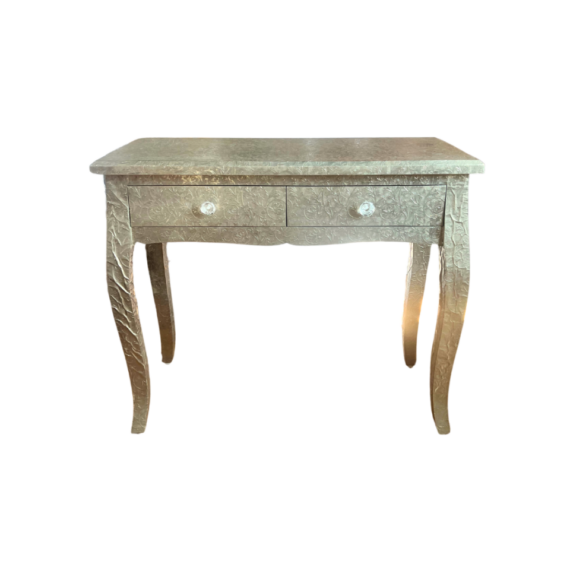 Antique Embossed Metal Console Table