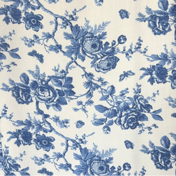 French Toile Linen, Panama & Duke Blue