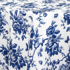 French Toile Linen, Cotton Blend & Duke Blue