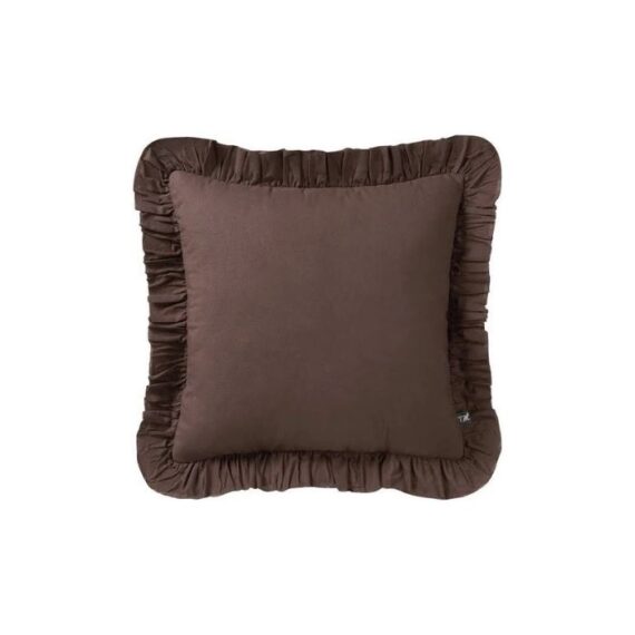 Mocha Ruffle Throw Pillow