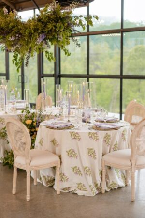 Meghan Mum Linen, Stevie Charger, Ellie Purple Napkin - Photography by Jo